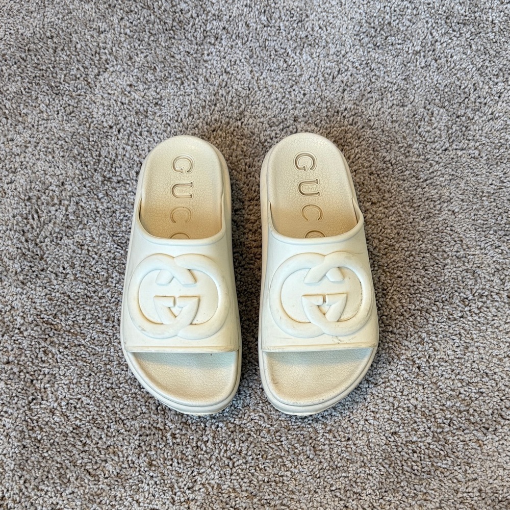 Gucci Cream Slide Sandals